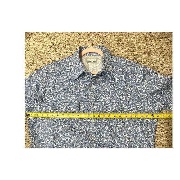 Wrangler Wrancher Mens Pearl Snap Western Shirt Blue Paisley Short Sleeve XLT - Picture 4 of 8